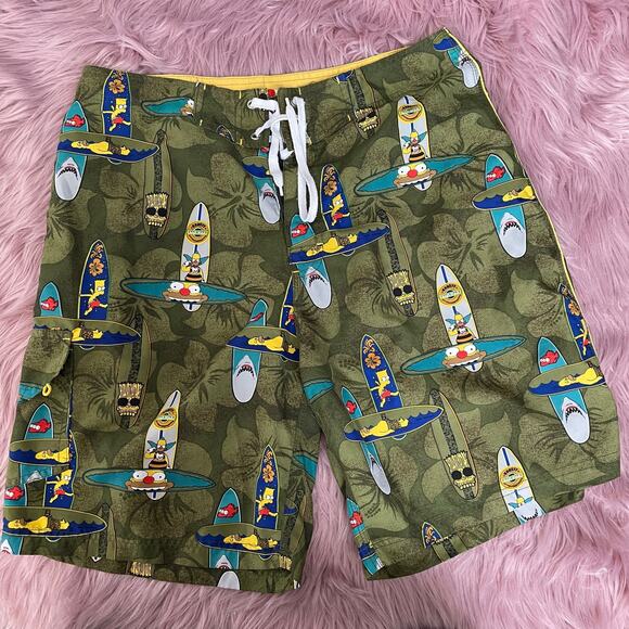 Tiki Bart & Homer Simpson Hybrid Board Shorts Size 34 - Picture 1 of 11